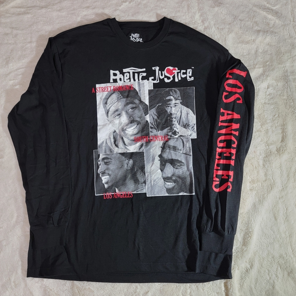 Tupac Poetic Justice Long Sleeve Los Angeles t-shirt Black mens Size XL